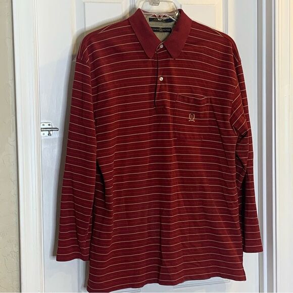 Vintage Tommy Hilfiger Dark Red Striped Polo Shirt Size XL - Picture 3 of 10